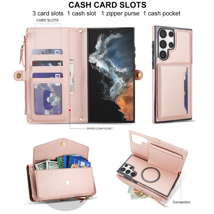 For Samsung Galaxy S22 Ultra 5G Multifunctional Wallet Detachable Leather Phone Case with Lanyard