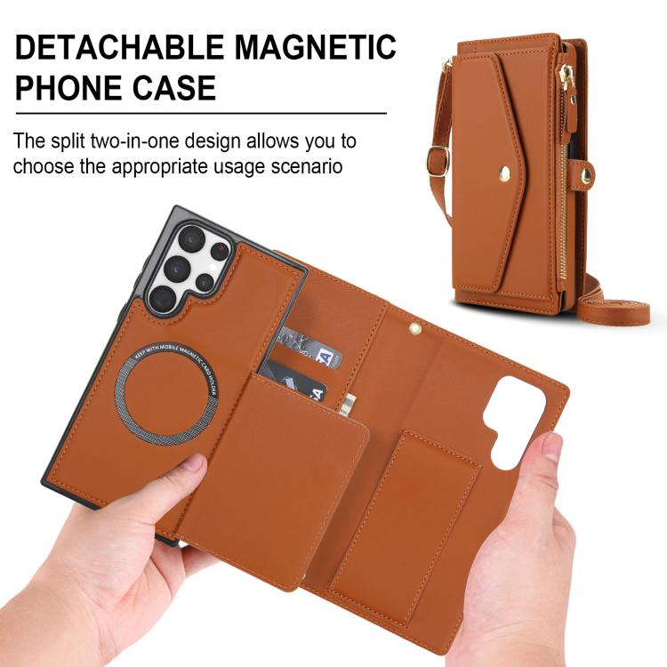 For Samsung Galaxy S22 Ultra 5G Multifunctional Wallet Detachable Leather Phone Case with Lanyard