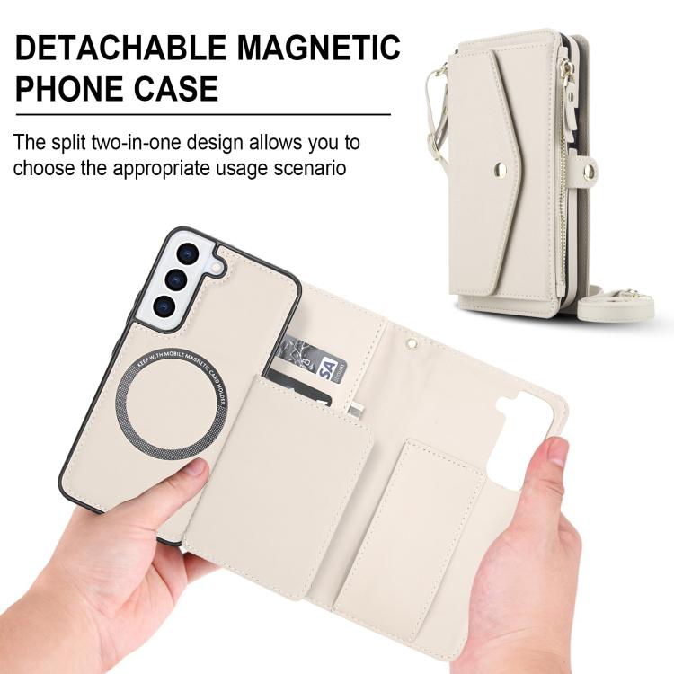 For Samsung Galaxy S22+ 5G Multifunctional Wallet Detachable Leather Phone Case with Lanyard