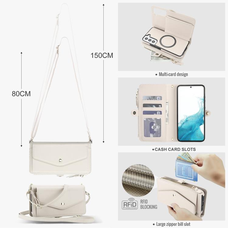 For Samsung Galaxy S22+ 5G Multifunctional Wallet Detachable Leather Phone Case with Lanyard