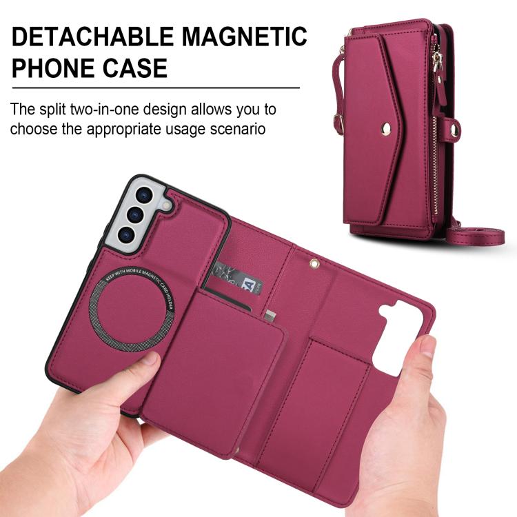 For Samsung Galaxy S22+ 5G Multifunctional Wallet Detachable Leather Phone Case with Lanyard