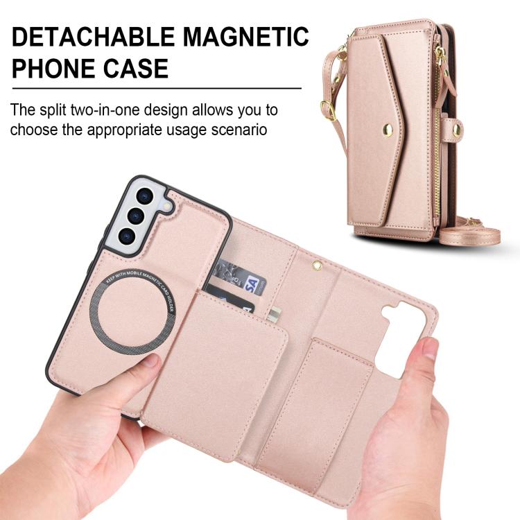 For Samsung Galaxy S22+ 5G Multifunctional Wallet Detachable Leather Phone Case with Lanyard