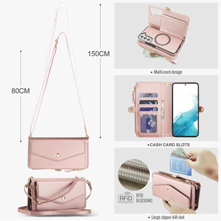 For Samsung Galaxy S22+ 5G Multifunctional Wallet Detachable Leather Phone Case with Lanyard