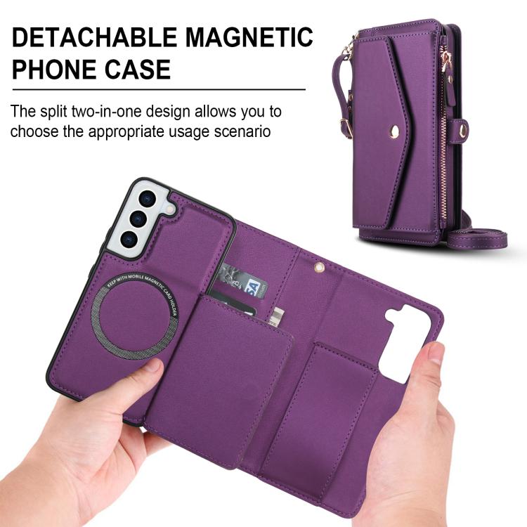 For Samsung Galaxy S22+ 5G Multifunctional Wallet Detachable Leather Phone Case with Lanyard