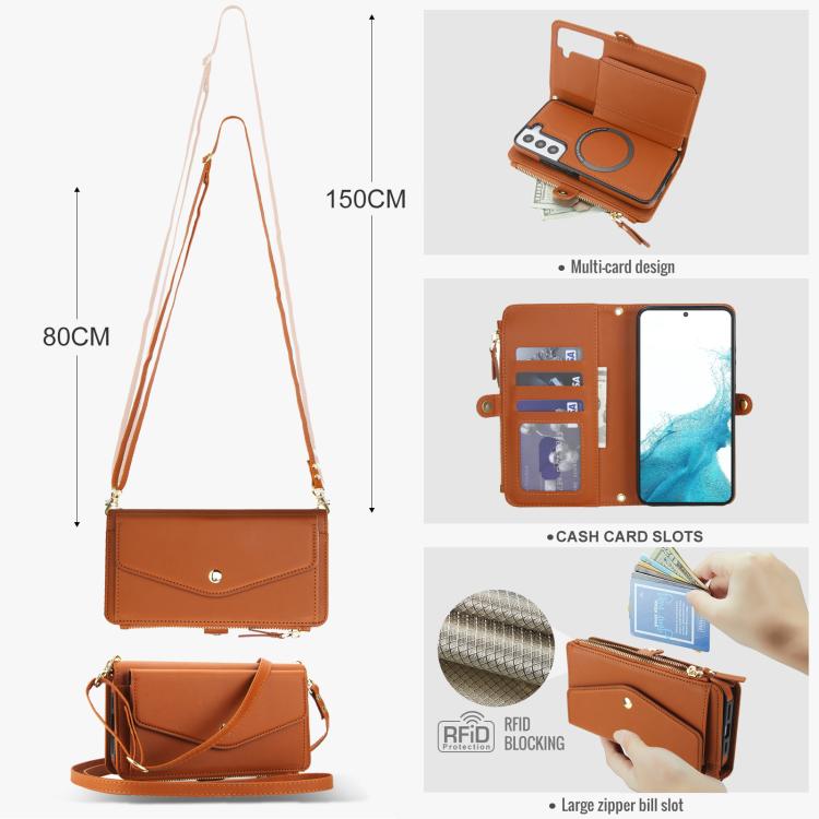 For Samsung Galaxy S22+ 5G Multifunctional Wallet Detachable Leather Phone Case with Lanyard