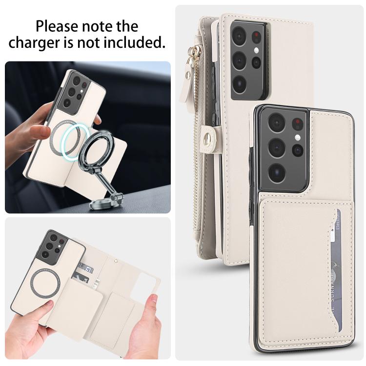 For Samsung Galaxy S21 Ultra 5G Multifunctional Wallet Detachable Leather Phone Case with Lanyard
