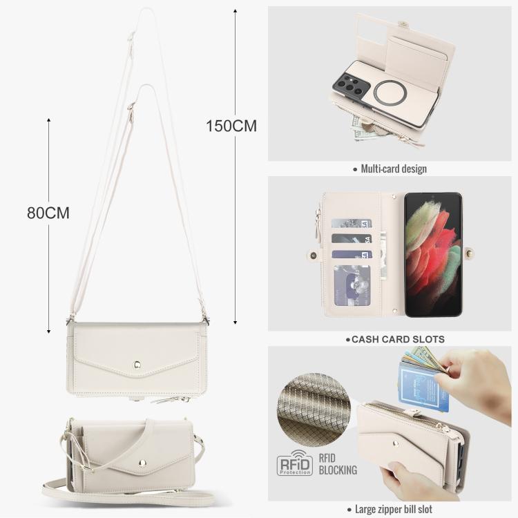 For Samsung Galaxy S21 Ultra 5G Multifunctional Wallet Detachable Leather Phone Case with Lanyard