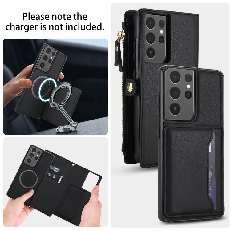 For Samsung Galaxy S21 Ultra 5G Multifunctional Wallet Detachable Leather Phone Case with Lanyard