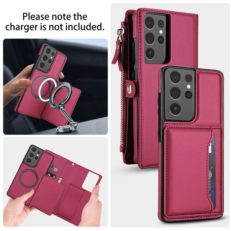 For Samsung Galaxy S21 Ultra 5G Multifunctional Wallet Detachable Leather Phone Case with Lanyard
