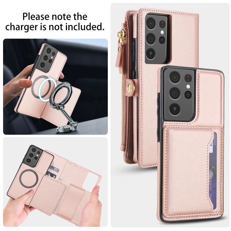 For Samsung Galaxy S21 Ultra 5G Multifunctional Wallet Detachable Leather Phone Case with Lanyard