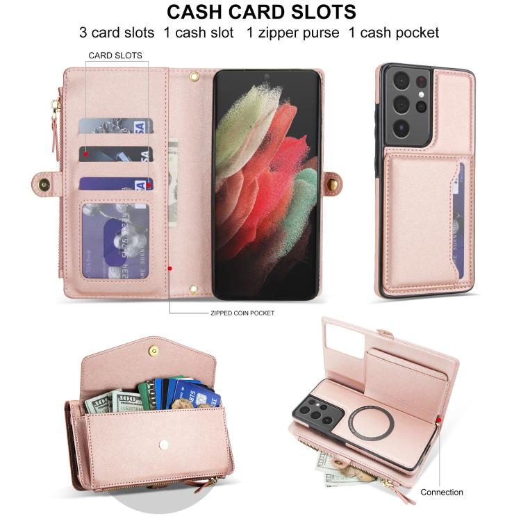 For Samsung Galaxy S21 Ultra 5G Multifunctional Wallet Detachable Leather Phone Case with Lanyard