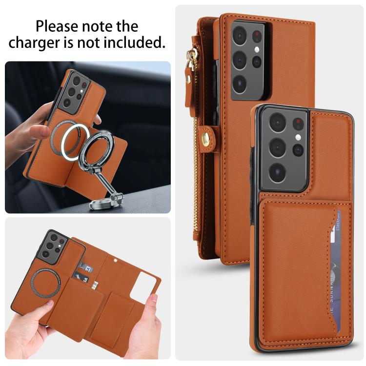 For Samsung Galaxy S21 Ultra 5G Multifunctional Wallet Detachable Leather Phone Case with Lanyard