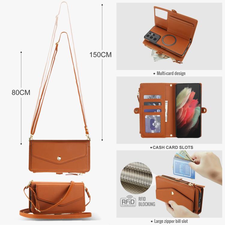 For Samsung Galaxy S21 Ultra 5G Multifunctional Wallet Detachable Leather Phone Case with Lanyard