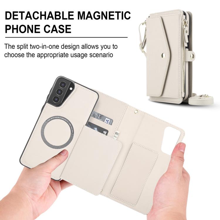 For Samsung Galaxy S21+ 5G Multifunctional Wallet Detachable Leather Phone Case with Lanyard