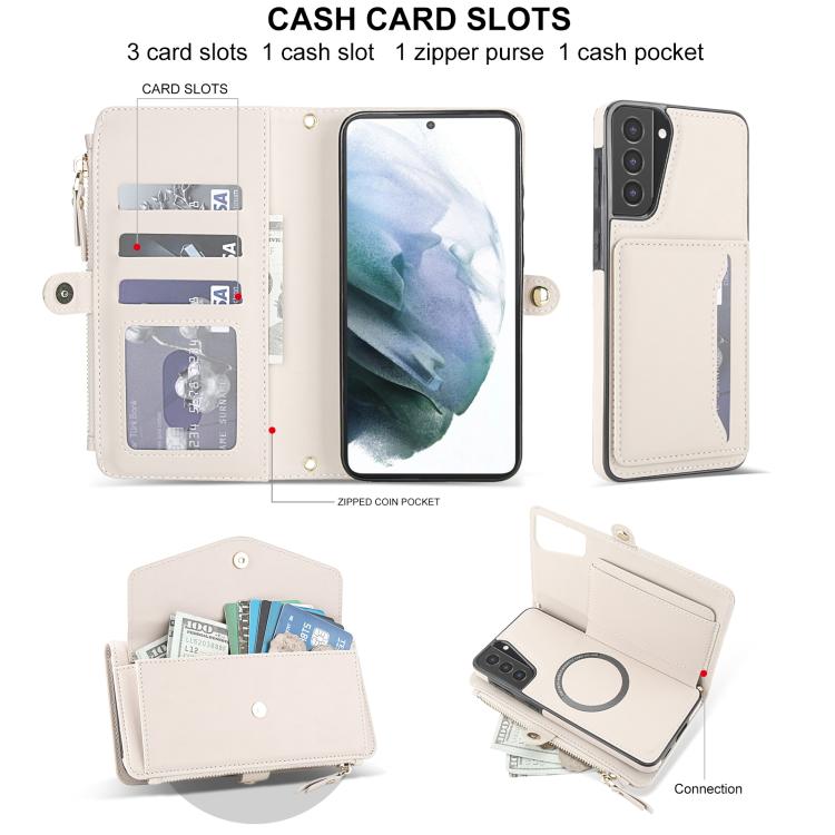 For Samsung Galaxy S21+ 5G Multifunctional Wallet Detachable Leather Phone Case with Lanyard