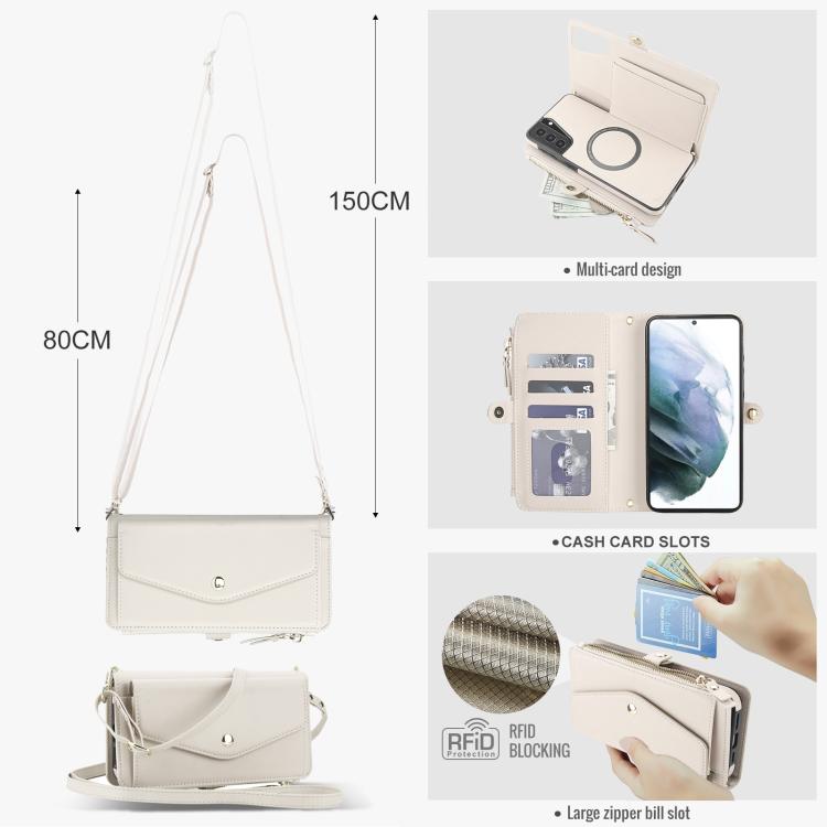 For Samsung Galaxy S21+ 5G Multifunctional Wallet Detachable Leather Phone Case with Lanyard