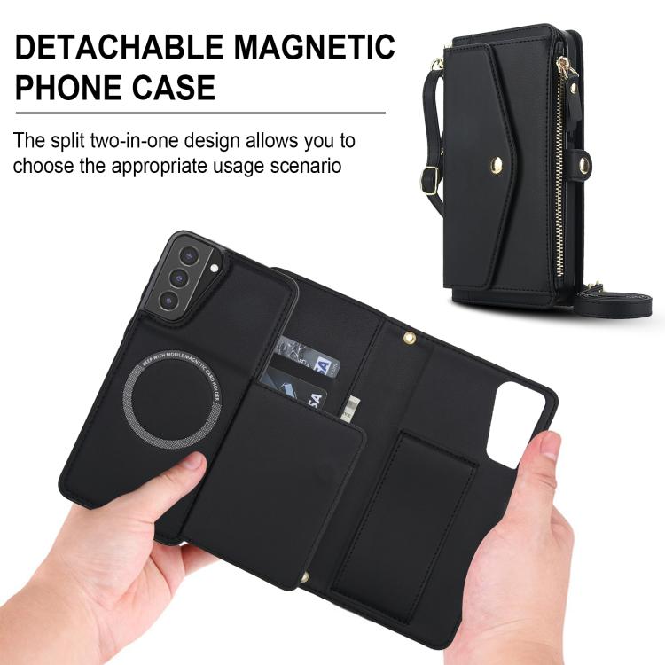For Samsung Galaxy S21+ 5G Multifunctional Wallet Detachable Leather Phone Case with Lanyard