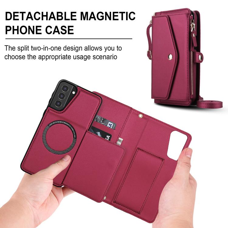 For Samsung Galaxy S21+ 5G Multifunctional Wallet Detachable Leather Phone Case with Lanyard