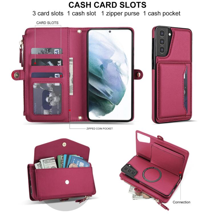 For Samsung Galaxy S21+ 5G Multifunctional Wallet Detachable Leather Phone Case with Lanyard