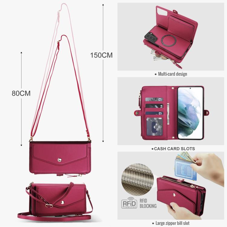For Samsung Galaxy S21+ 5G Multifunctional Wallet Detachable Leather Phone Case with Lanyard
