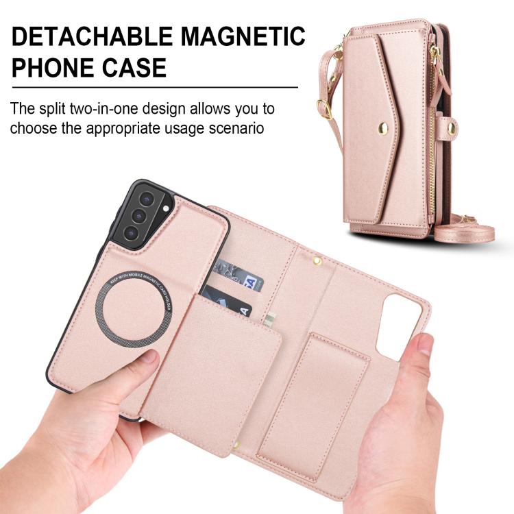 For Samsung Galaxy S21+ 5G Multifunctional Wallet Detachable Leather Phone Case with Lanyard