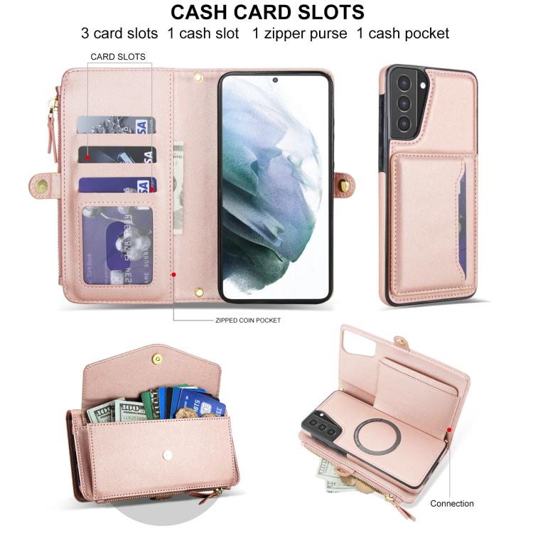 For Samsung Galaxy S21+ 5G Multifunctional Wallet Detachable Leather Phone Case with Lanyard