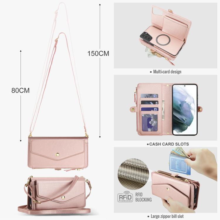 For Samsung Galaxy S21+ 5G Multifunctional Wallet Detachable Leather Phone Case with Lanyard