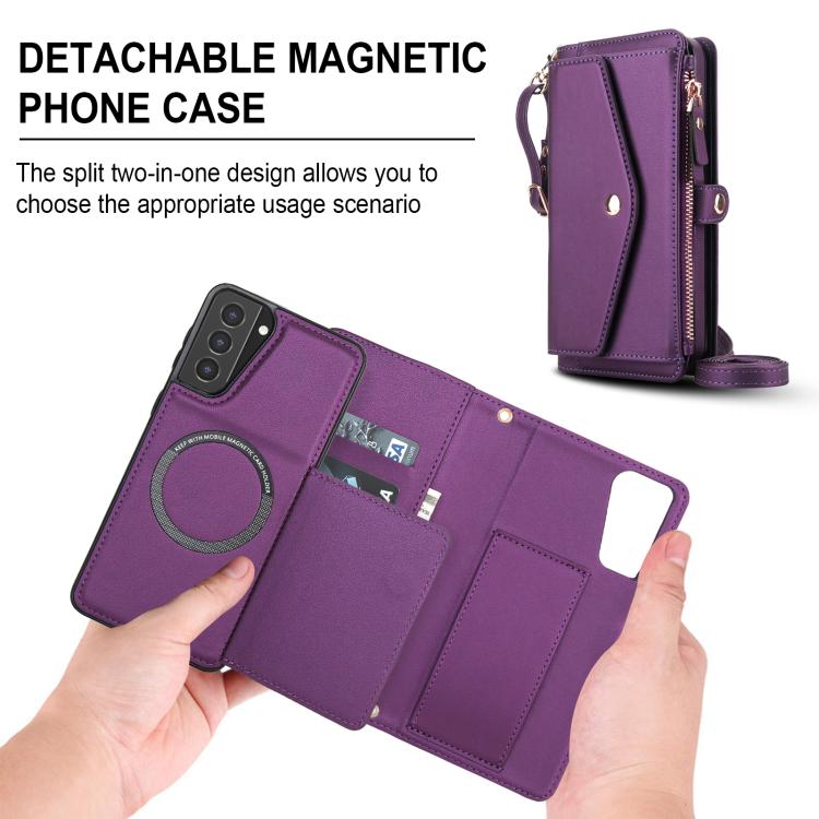 For Samsung Galaxy S21+ 5G Multifunctional Wallet Detachable Leather Phone Case with Lanyard