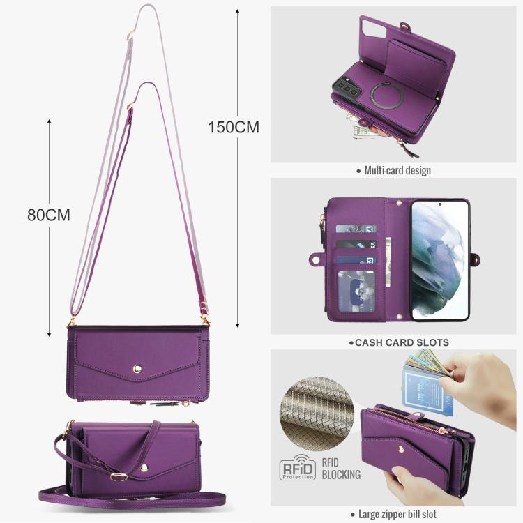 For Samsung Galaxy S21+ 5G Multifunctional Wallet Detachable Leather Phone Case with Lanyard
