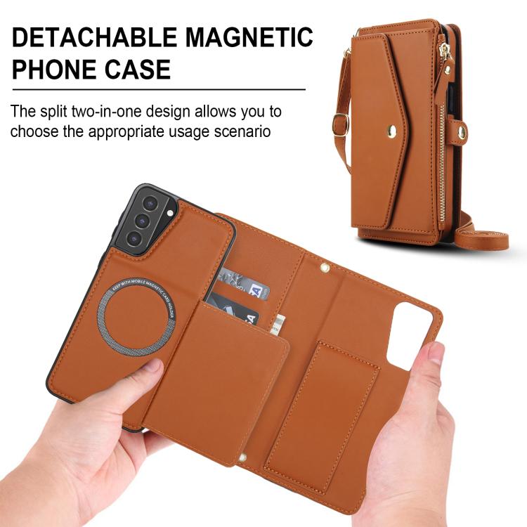 For Samsung Galaxy S21+ 5G Multifunctional Wallet Detachable Leather Phone Case with Lanyard