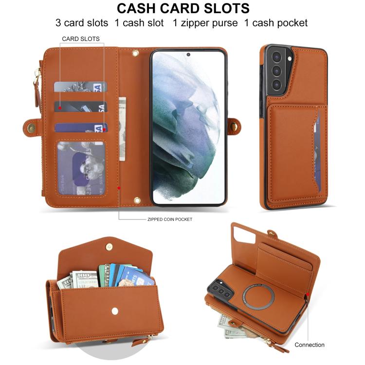 For Samsung Galaxy S21+ 5G Multifunctional Wallet Detachable Leather Phone Case with Lanyard