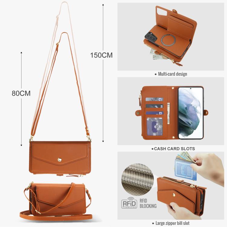 For Samsung Galaxy S21+ 5G Multifunctional Wallet Detachable Leather Phone Case with Lanyard