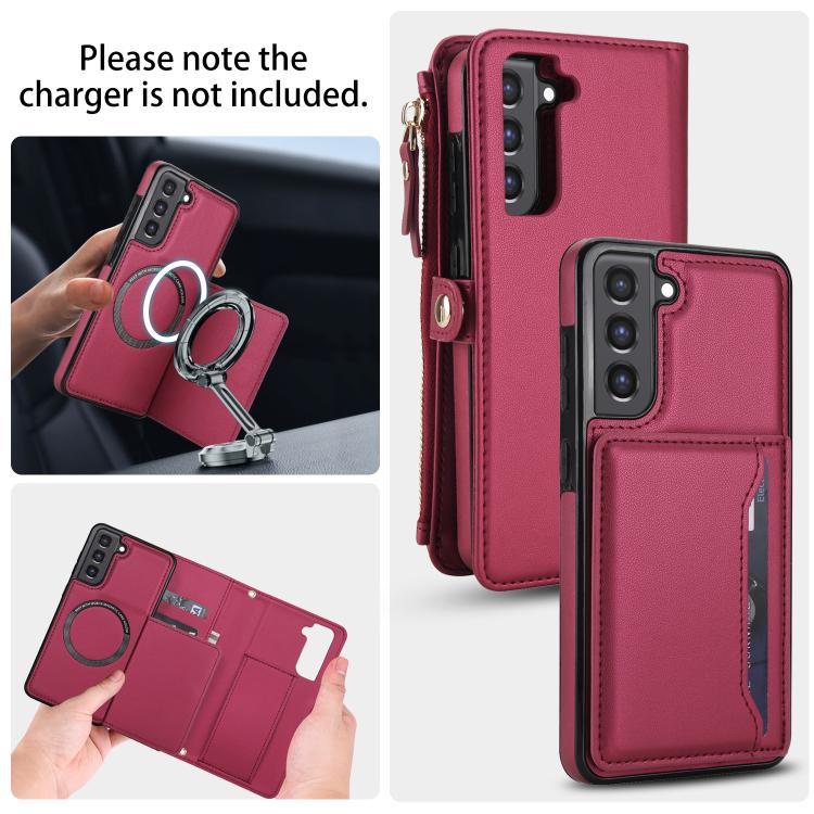 For Samsung Galaxy S21 FE 5G Multifunctional Wallet Detachable Leather Phone Case with Lanyard