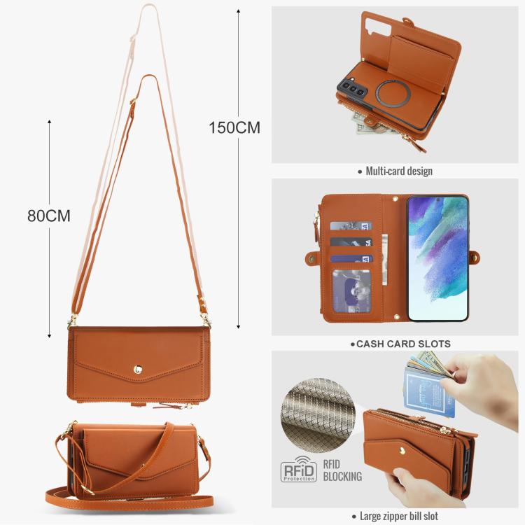 For Samsung Galaxy S21 FE 5G Multifunctional Wallet Detachable Leather Phone Case with Lanyard
