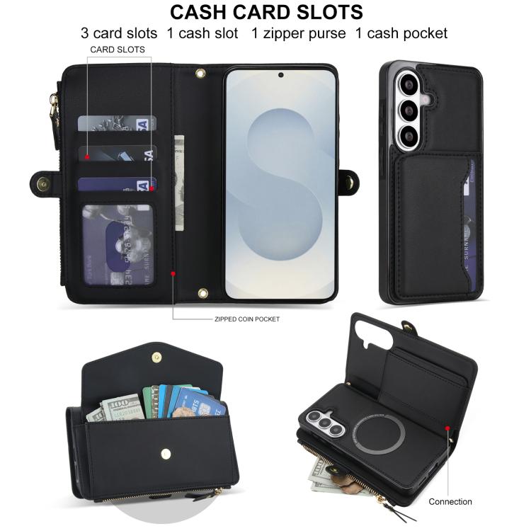 For Samsung Galaxy S26+ 5G Multifunctional Wallet Detachable Leather Phone Case with Lanyard
