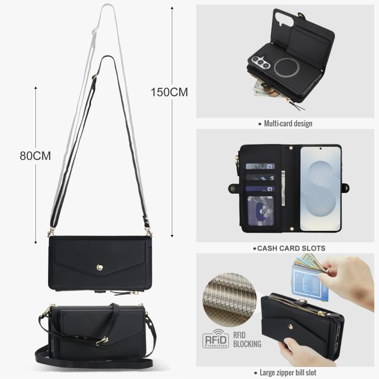 For Samsung Galaxy S26+ 5G Multifunctional Wallet Detachable Leather Phone Case with Lanyard