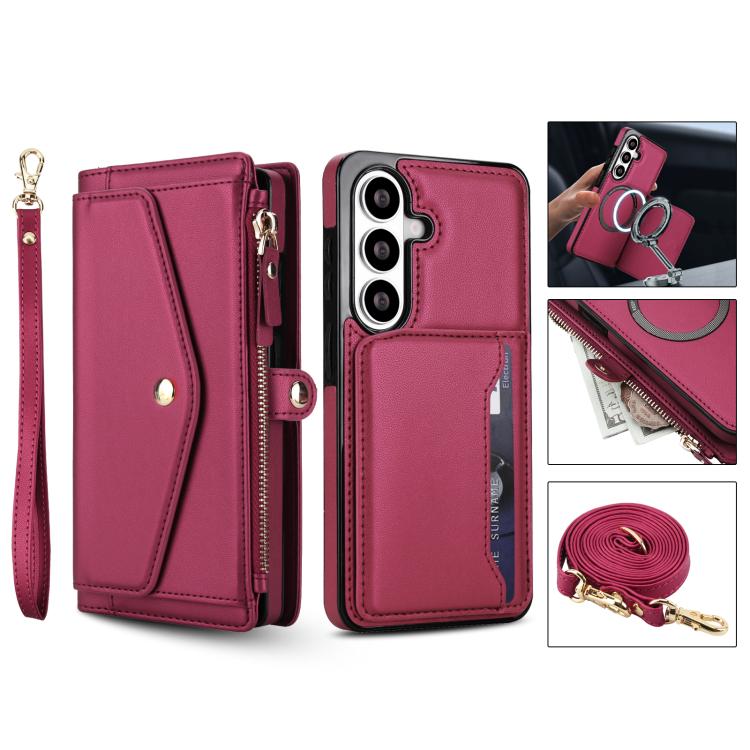 For Samsung Galaxy S26+ 5G Multifunctional Wallet Detachable Leather Phone Case with Lanyard