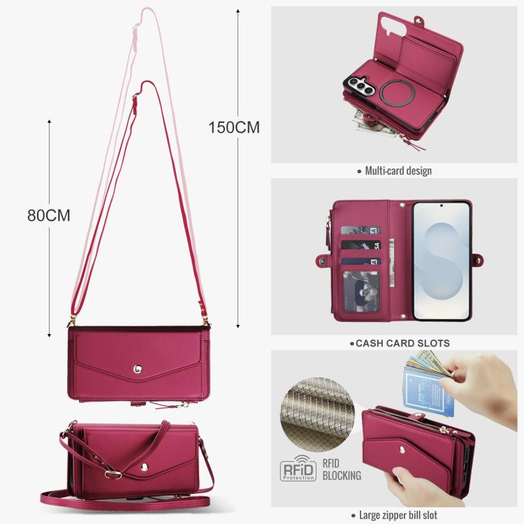 For Samsung Galaxy S26+ 5G Multifunctional Wallet Detachable Leather Phone Case with Lanyard