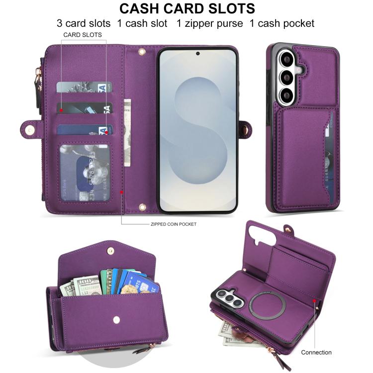 For Samsung Galaxy S26+ 5G Multifunctional Wallet Detachable Leather Phone Case with Lanyard