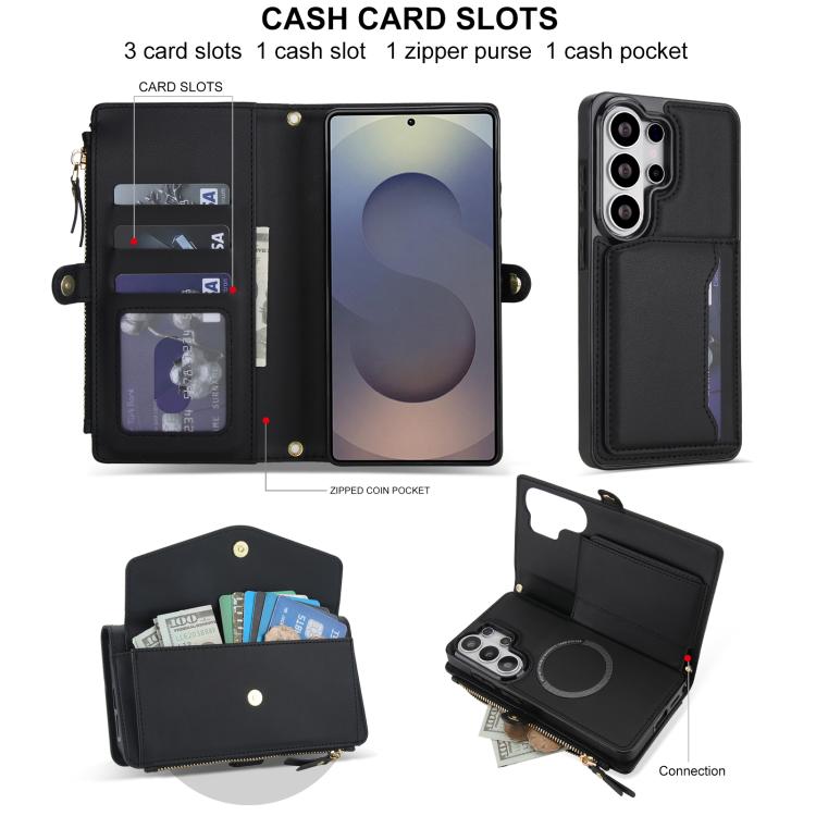 For Samsung Galaxy S26 Ultra 5G Multifunctional Wallet Detachable Leather Phone Case with Lanyard