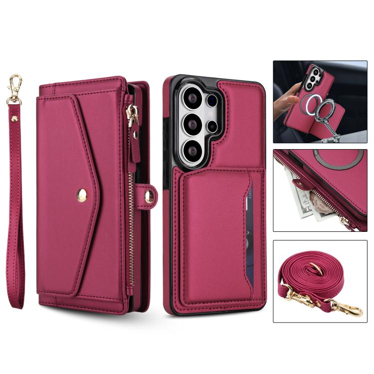 For Samsung Galaxy S26 Ultra 5G Multifunctional Wallet Detachable Leather Phone Case with Lanyard