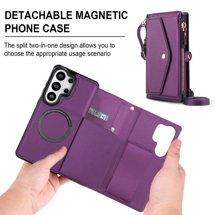 For Samsung Galaxy S26 Ultra 5G Multifunctional Wallet Detachable Leather Phone Case with Lanyard