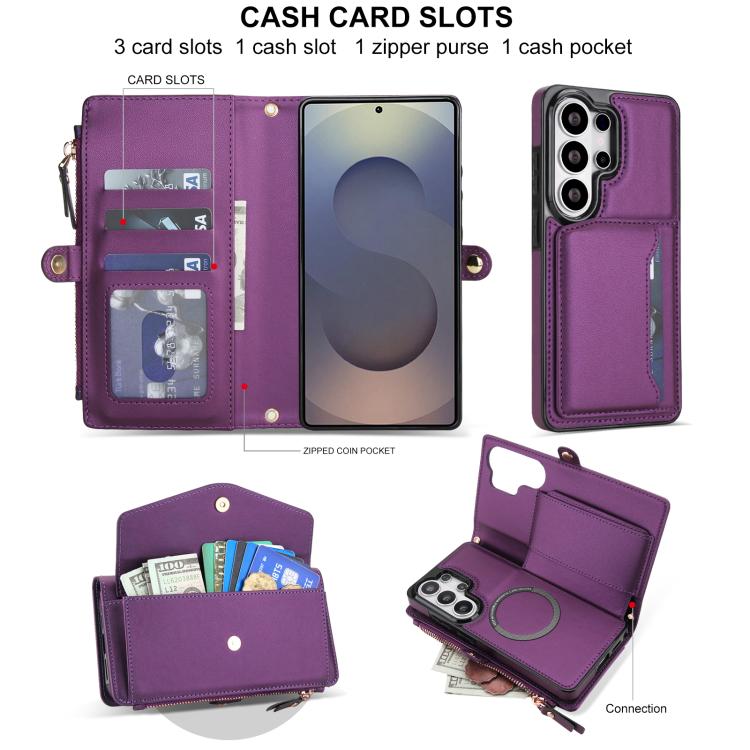 For Samsung Galaxy S26 Ultra 5G Multifunctional Wallet Detachable Leather Phone Case with Lanyard