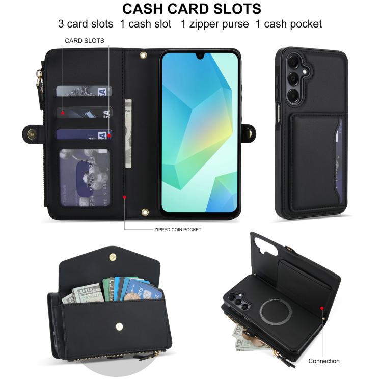 For Samsung Galaxy A14 4G / 5G Multifunctional Wallet Detachable Leather Phone Case with Lanyard