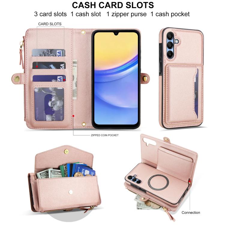 For Samsung Galaxy A15 4G / 5G Multifunctional Wallet Detachable Leather Phone Case with Lanyard