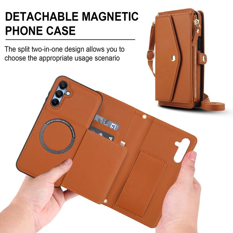 For Samsung Galaxy A15 4G / 5G Multifunctional Wallet Detachable Leather Phone Case with Lanyard