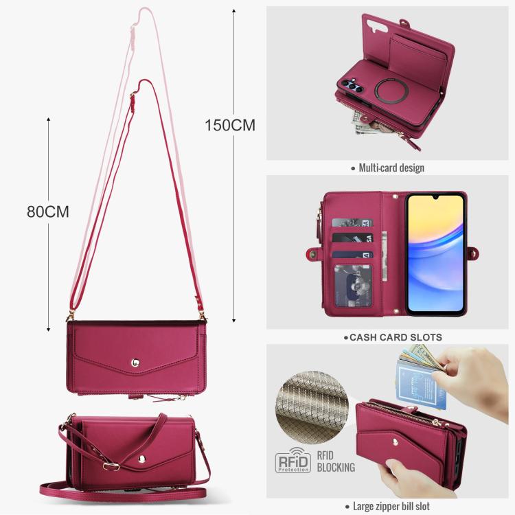 For Samsung Galaxy A36 5G Multifunctional Wallet Detachable Leather Phone Case with Lanyard