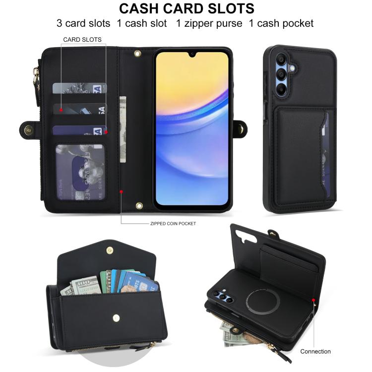 For Samsung Galaxy A55 5G Multifunctional Wallet Detachable Leather Phone Case with Lanyard