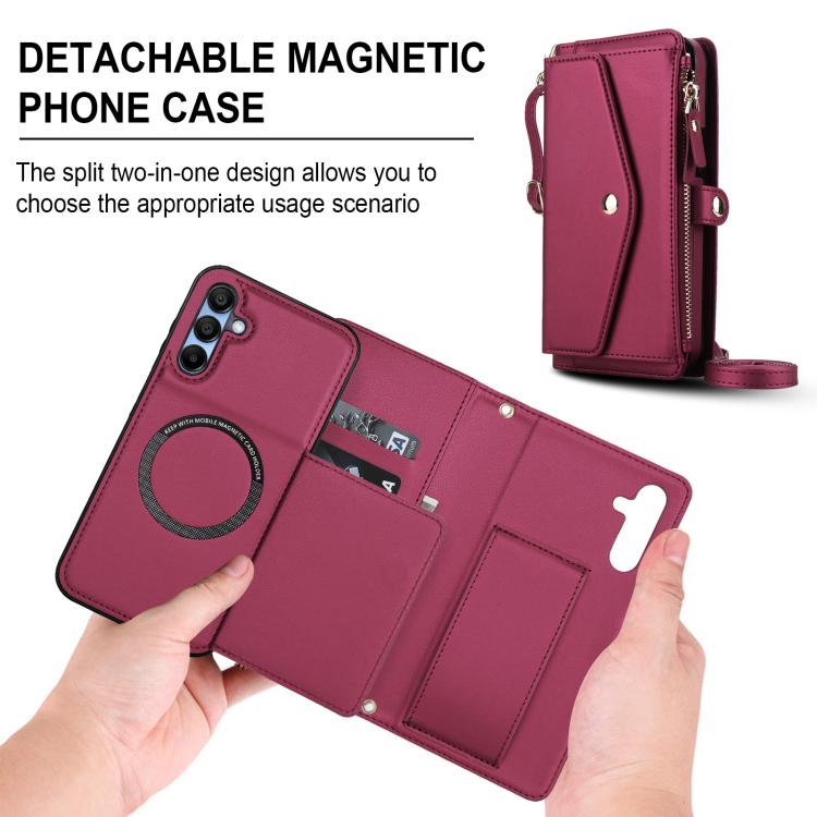 For Samsung Galaxy A55 5G Multifunctional Wallet Detachable Leather Phone Case with Lanyard