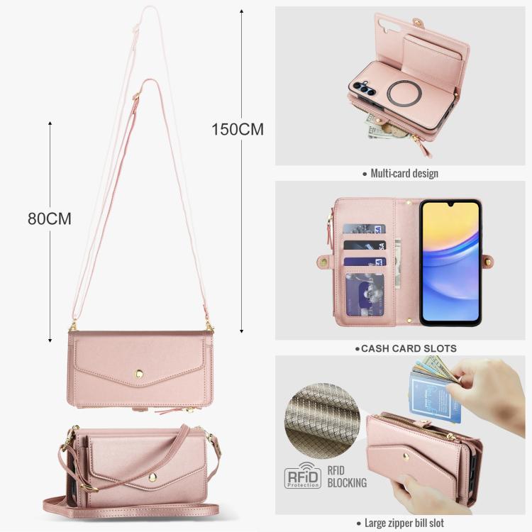 For Samsung Galaxy A55 5G Multifunctional Wallet Detachable Leather Phone Case with Lanyard